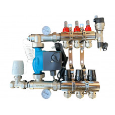 Колектор для теплої підлоги в зборі на 3 контури (латунний) КОМПЛЕКТ, «DJOUL» Туреччина