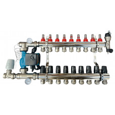 Колектор для теплої підлоги в зборі на 9 контурів (латунний) КОМПЛЕКТ, «DJOUL» Туреччина