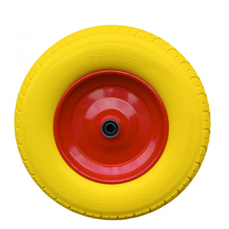 Колесо на тачку пінополіуретанове 4.00-8/16 мм (4.80/4.00-8) діаметром 390 мм