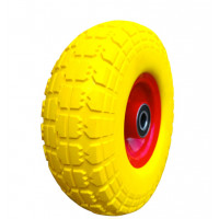 Колесо на тачку 3.50-4 (4.10/3.50/4) пінополіуретанове, діаметром 250 мм, під вісь 20мм