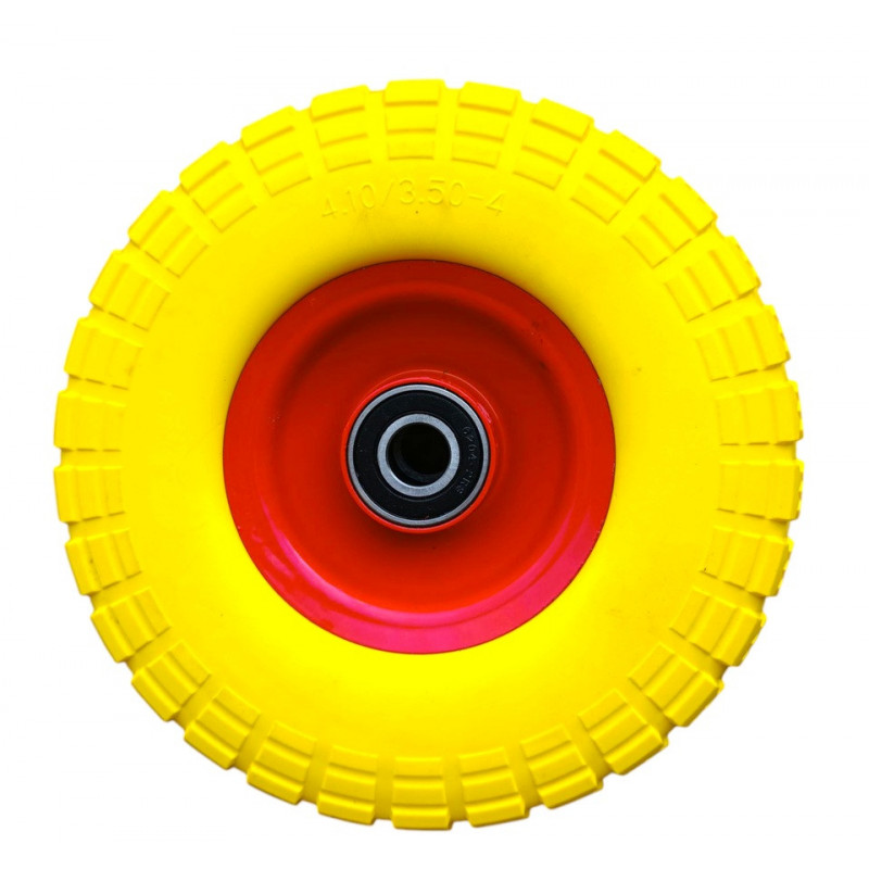 Колесо на тачку 3.50-4 (4.10/3.50/4) пінополіуретанове, діаметром 250 мм, під вісь Ø20мм