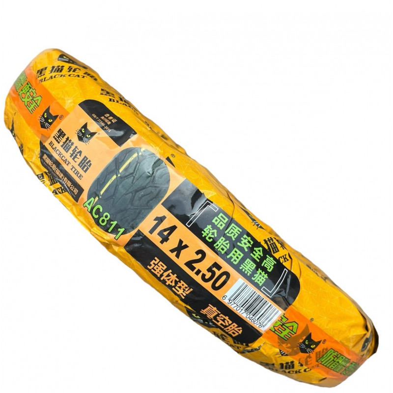 Покришка 14x2.50 / 66-254 на скутер, безкамерна (TL),  6PR, "BLACK CAT"