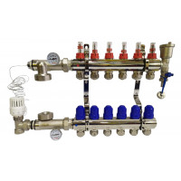 Колектор для теплої підлоги в складі на 6 контурів латунний "KOER"