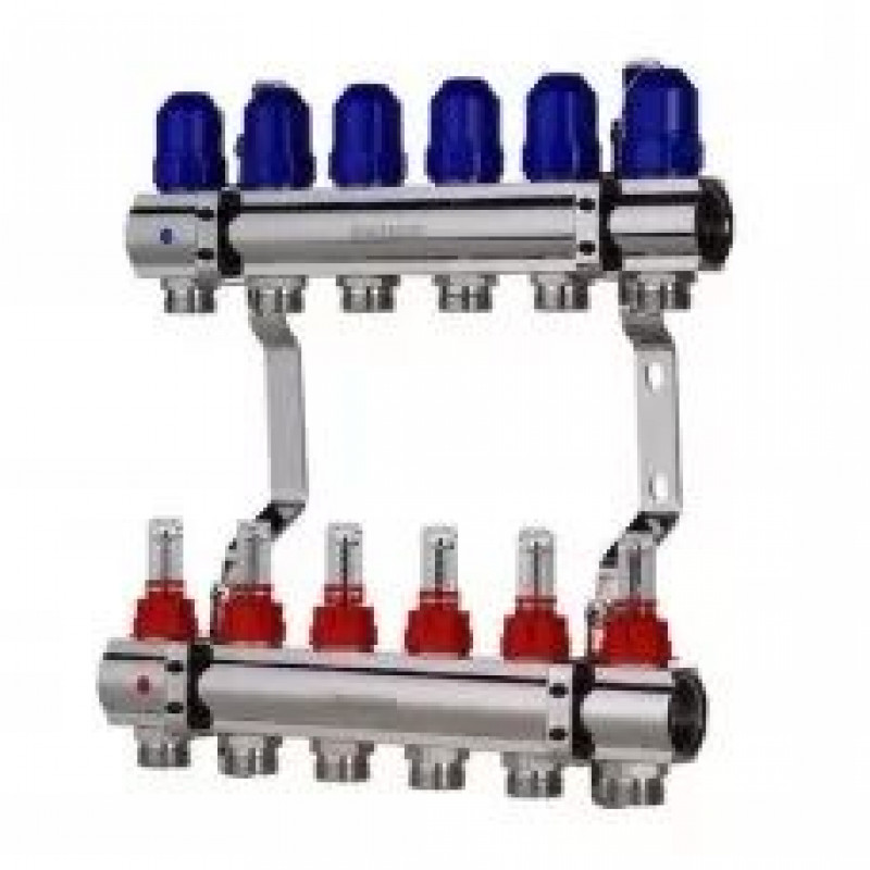 Колектор для теплої підлоги в складі на 6 контурів латунний "KOER"