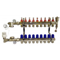 Колектор для теплої підлоги в сборі на 9 контурів латунний "KOER"