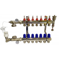 Колектор для теплої підлоги в сборі на 7 контурів латунний "KOER"