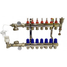 Колектор для теплої підлоги в сборі на 7 контурів латунний "KOER"