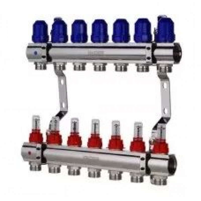 Колектор для теплої підлоги в сборі на 7 контурів латунний "KOER"