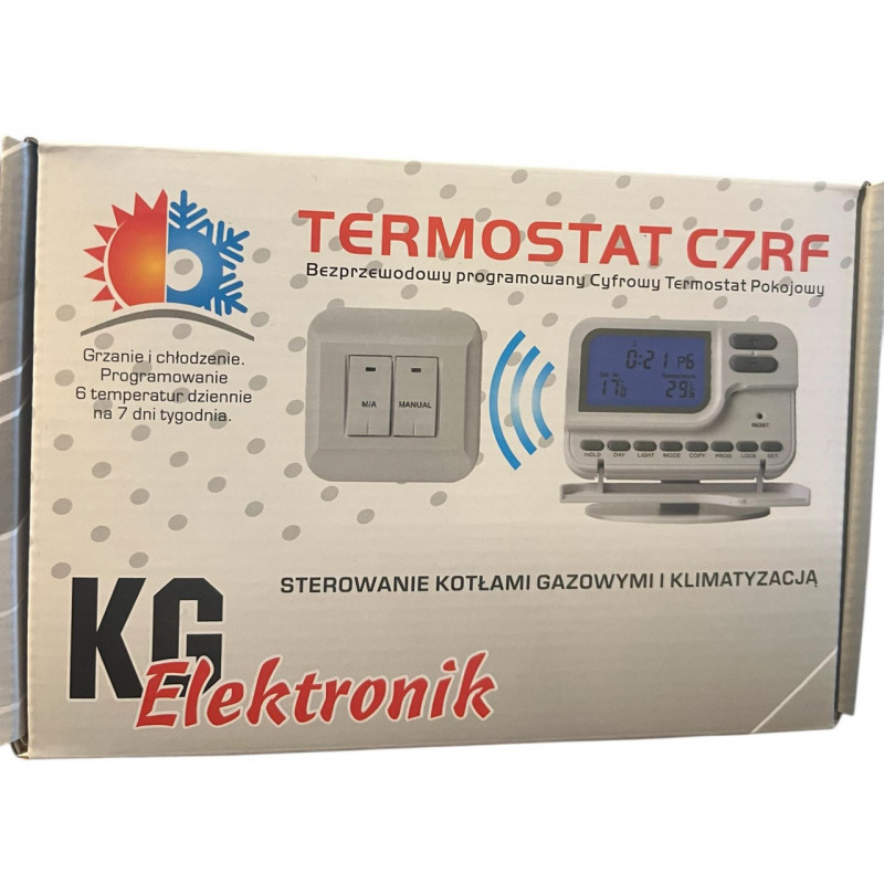 Бездротовий тижневий програматор KG Elektronik C7RF (діапаз. 5°C-35 °C, дальність до 50 м), Польща