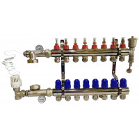 Колектор для теплої підлоги в сборі на 8 контурів латунний "KOER"