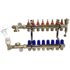 Колектор для теплої підлоги в сборі на 8 контурів латунний "KOER"