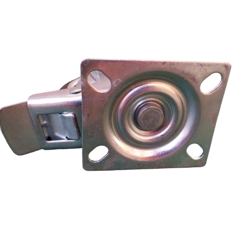 Колесо 75 мм поворотне з гальмом, на чорній гумі