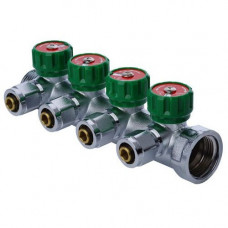 Колектор латунний вентильний 3/4" на 4 виходи KR (Чехія) з фітингом під трубу 16 мм