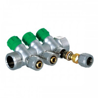 Колектор вентильний із фітингом 3/4"x16/3 виходи KR латунний (Чехія)