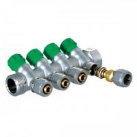 Колектор вентильний з фітингом 3/4"x16/4 виходу KR латунний (Чехія)