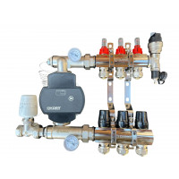 Колектор для теплої підлоги в складі на 3 контури, латунний (без насоса) "DJOUL" Турція