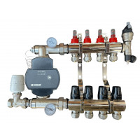 Колектор для теплої підлоги в складі на 4 контури, латунний (без насоса) «DJOUL» Туреччина