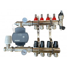 Колектор для теплої підлоги в складі на 4 контури, латунний (без насоса) «DJOUL» Туреччина