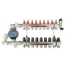 Колектор для теплої підлоги в складанні на 9 контурів, латунний (без насоса) «DJOUL» Туреччина