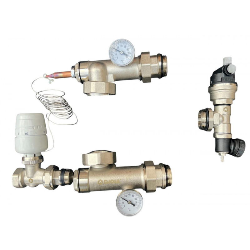 Колектор для теплої підлоги в складі на 10 контурів, латунний (без насоса) «DJOUL» Туреччина