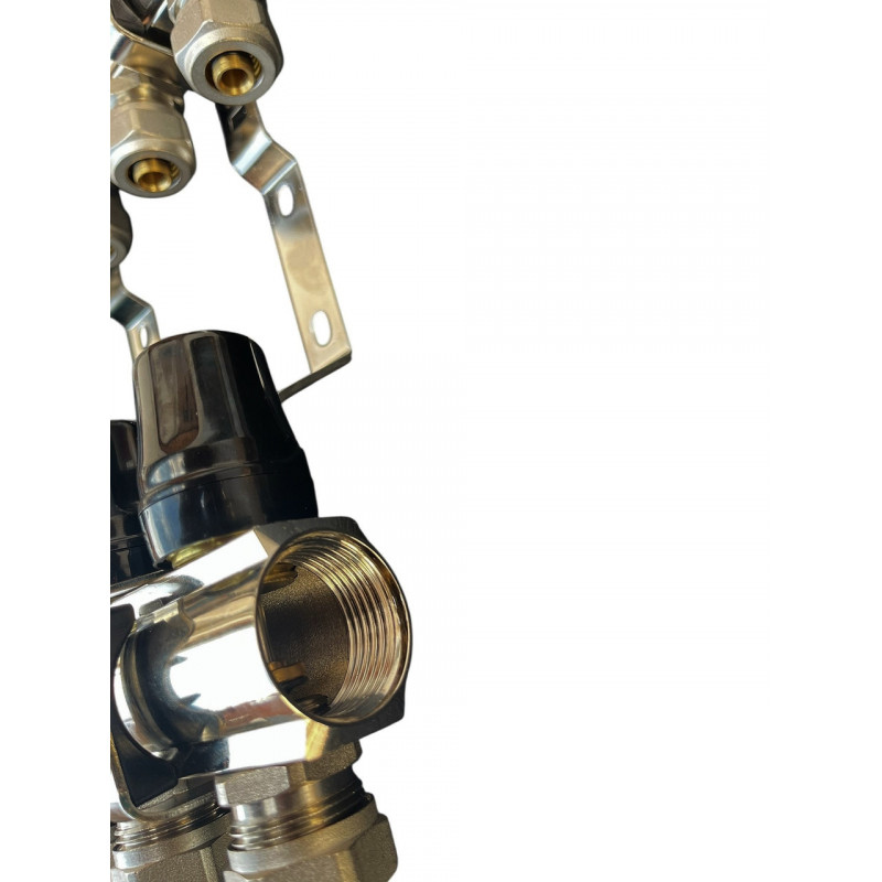 Колектор для теплої підлоги в зборі на 4 контури (латунний) КОМПЛЕКТ, «DJOUL» Туреччина