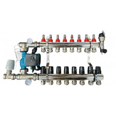 Колектор для теплої підлоги в зборі на 8 контурів (латунний) КОМПЛЕКТ, «DJOUL» Туреччина