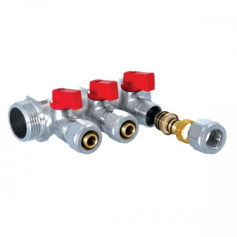 Колектор Koer KR.1126-3 1"x3 WAYS з кульовими кранами і фітингом