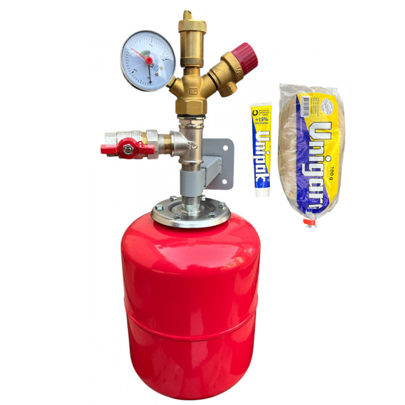 Група безпеки, розширювальний бак 24 л (вертикальний), кріплення бака, 3/4 кран з американкою (КОМПЛЕКТ) Чехія