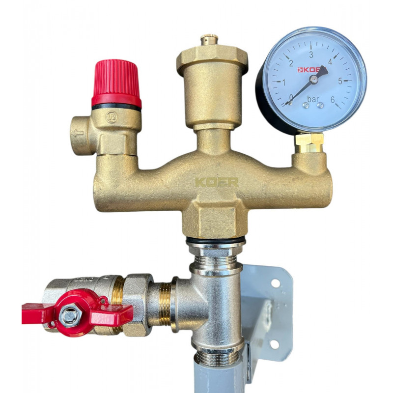 Група безпеки, розширювальний бак 8 л (вертикальний), кріплення бака, 3/4 кран з американкою (КОМПЛЕКТ) Чехія