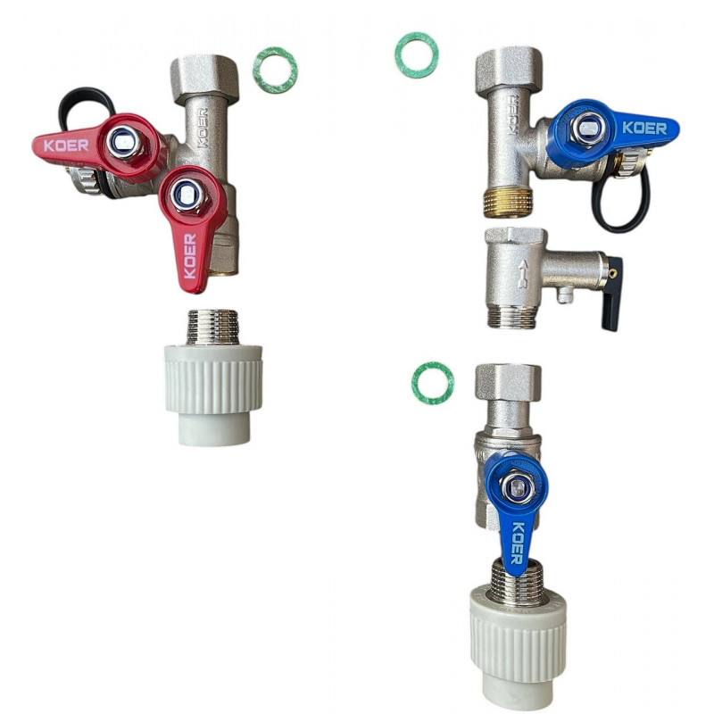 Комплект кранів для під'єднання бойлера та водонагрівача, 1/2" КОМПЛЕКТ "Koer" Чехія