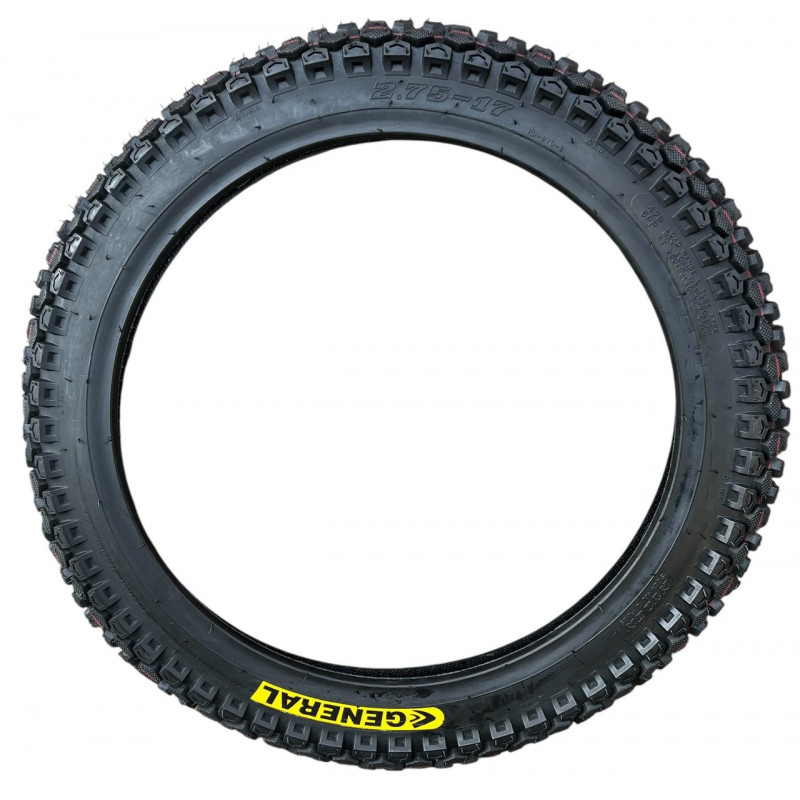 Покришка з камерою 2.75-17 M/C 47J (6PR) Max.Load 175кг Load Range C, камерна (ТT) "General" ШИПОВКА