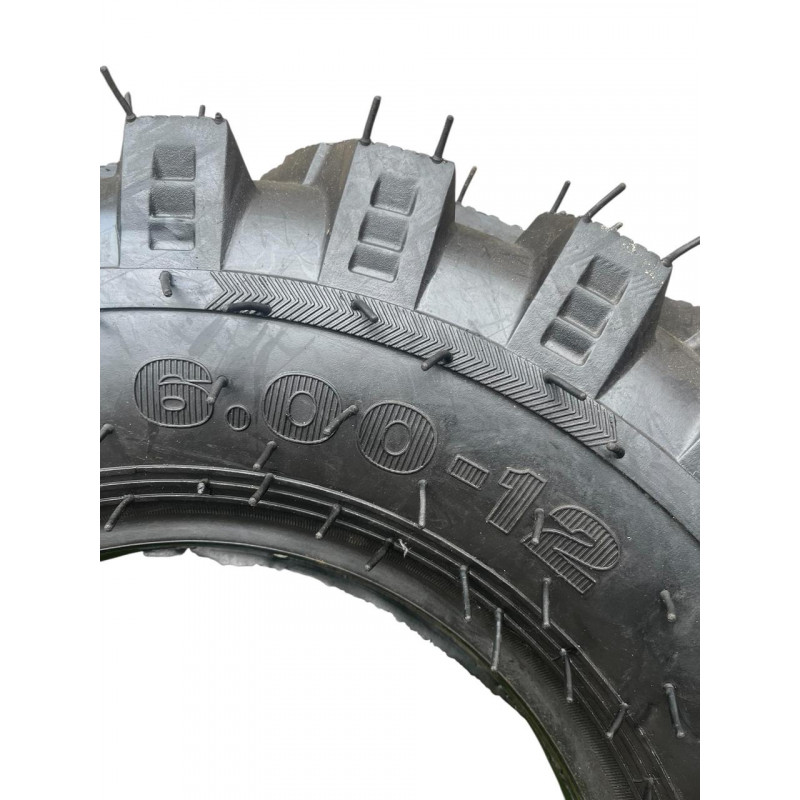 Шина з камерою 6.00-12 (12PR) на мотоблок, мінітрактор, Max.Load 405 кг, 48 шипів