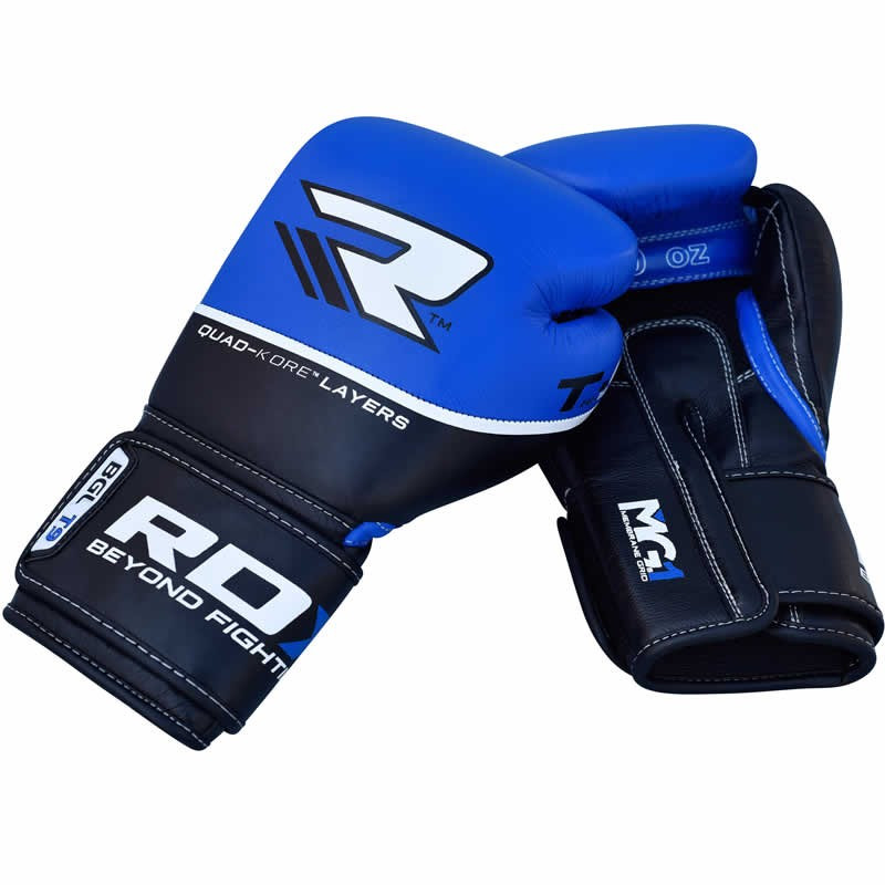 Перчатки боксерские RDX Quad Kore Blue 10 ун.