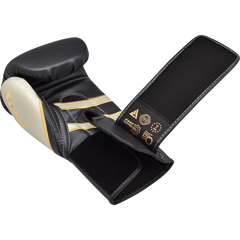 Боксерські рукавички RDX Leather Black White 12 ун.