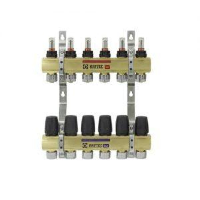 Колектор латунний "Raftec" для теплої підлоги на 6 контурів