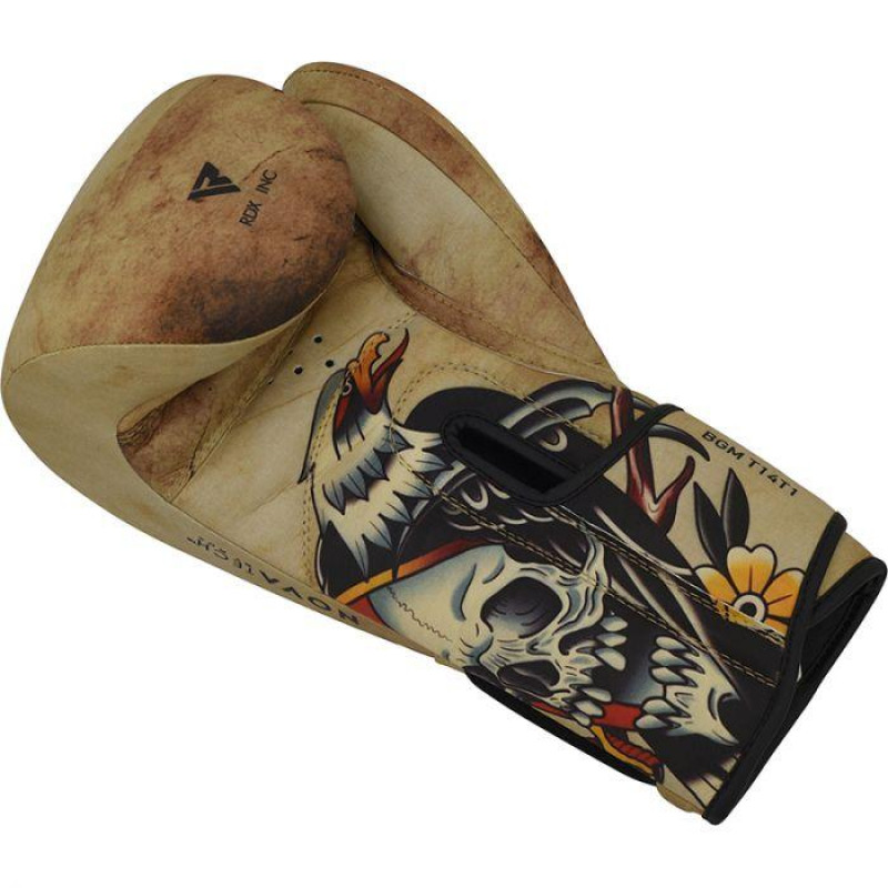 Боксерські рукавиці RDX T14 HARRIER Brown Tattoo 12 ун.