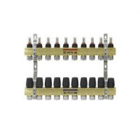 Колектор латунний "Raftec" для теплої підлоги на 10 контурів