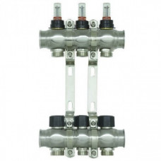 Колектор нержавіюча сталь "Raftec" на 3 контури з витратомірами і євроконусом