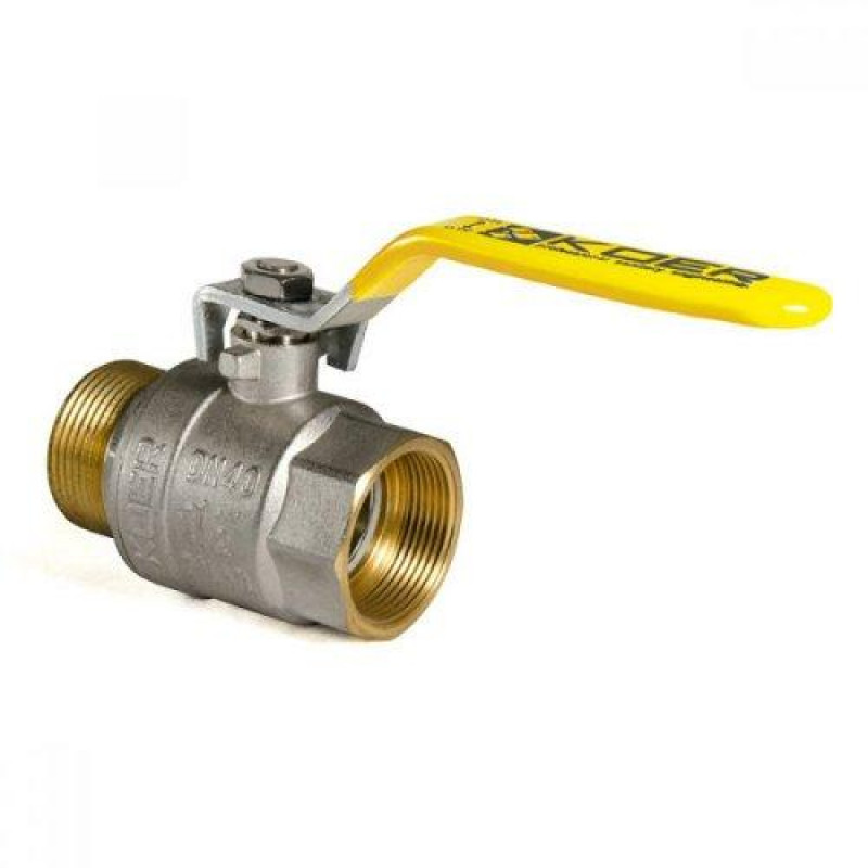 Кран газовий 1" 1/2 (DN40) Гайка-Штуцер "Важіль", "Koer"