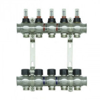 Колектор нержавіюча сталь "Raftec" на 5 контурів з витратомірами і євроконусом