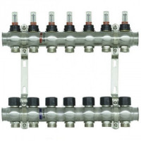 Колектор нержавіюча сталь "Raftec" на 7 контурів з витратомірами і євроконусом