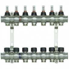 Колектор нержавіюча сталь "Raftec" на 7 контурів з витратомірами і євроконусом