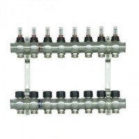 Колектор нержавіюча сталь "Raftec" на 8 контурів з витратомірами і євроконусом