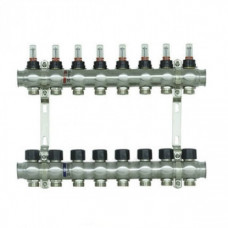 Колектор нержавіюча сталь "Raftec" на 8 контурів з витратомірами і євроконусом