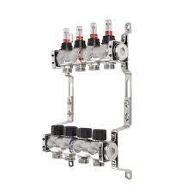 Колектор нержавіюча сталь "Raftec" на 8 контурів з витратомірами і євроконусом