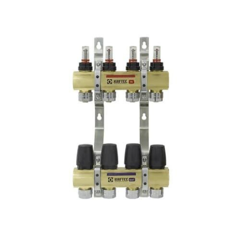 Латунний колектор "Raftec" для теплої підлоги на 4 контури