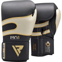 Перчатки боксерские RDX Leather Black White 12 ун.