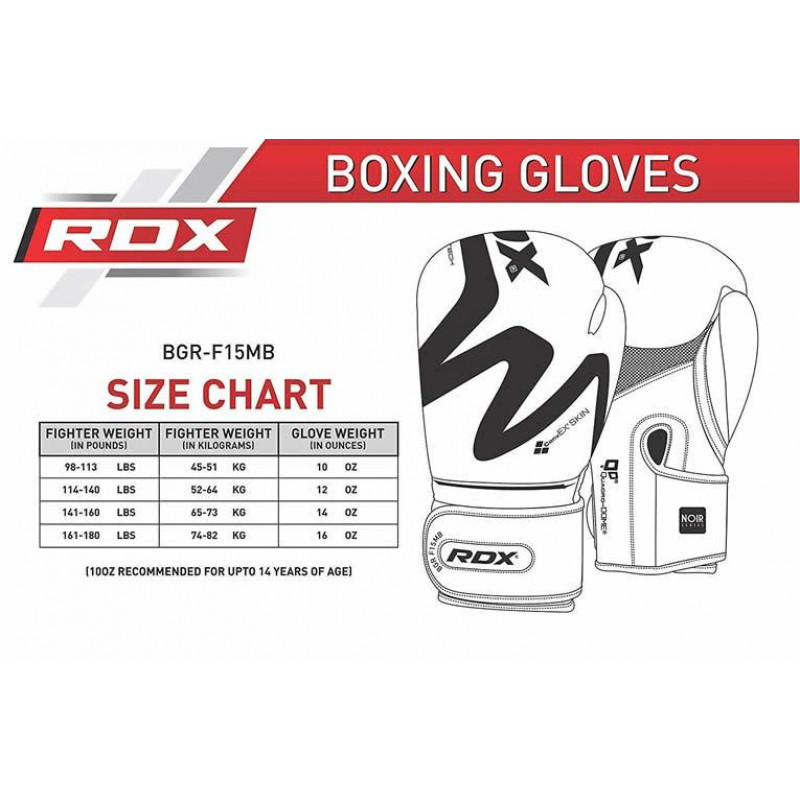 Боксерські рукавички RDX F15 Matte Black 16 ун.