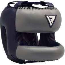 Боксерский шлем с бампером RDX Leather Pro Blue L