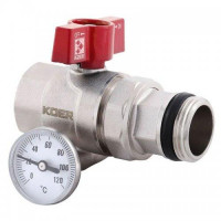 Кран з американкою прямий Диск з термометром, "антипротечка", (1032) "Koer"